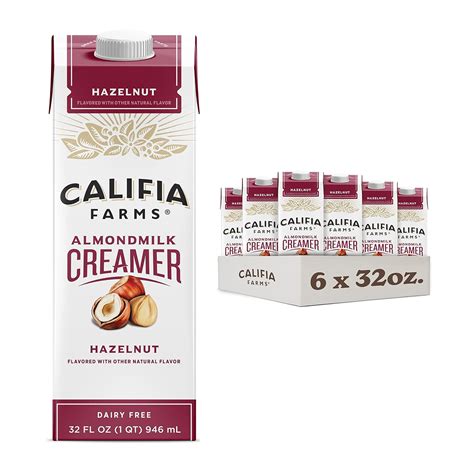 Califia Farms - Hazelnut Almond Milk Coffee Creamer, 32 Oz Pk of 6 ...