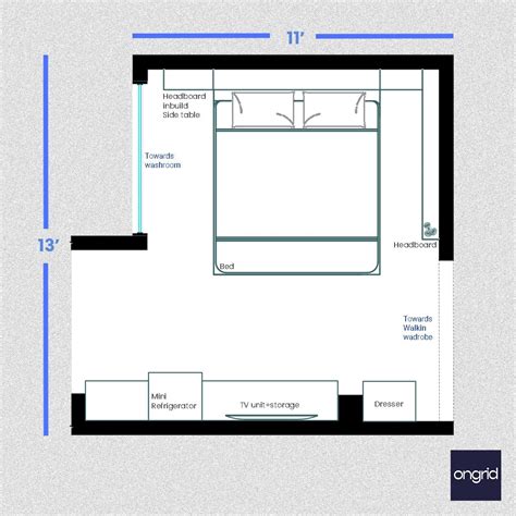The Artful Dreamer Bedroom Ensemble Design | 13' x 11' – Ongrid Design