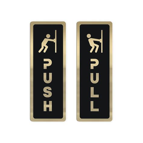 TOPTAG Push Pull Golden Black Glass Door Acrylic Signage Sticker, Self ...
