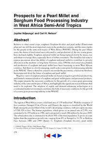 Prospects for a Pearl Millet and Sorghum Food Processing Industry in ...