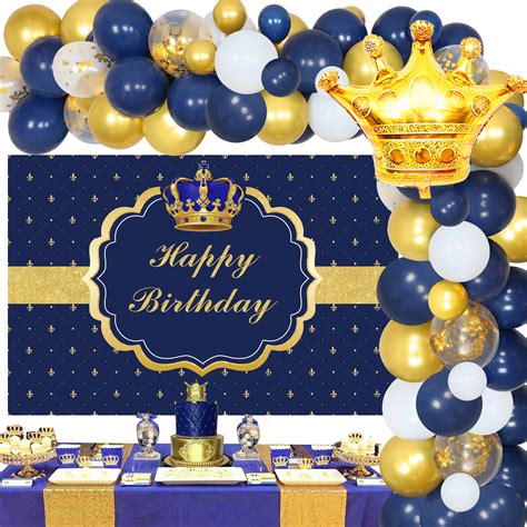 Buy Royal Prince Birthday Decorations for Boy Royal Blue Balloon ...