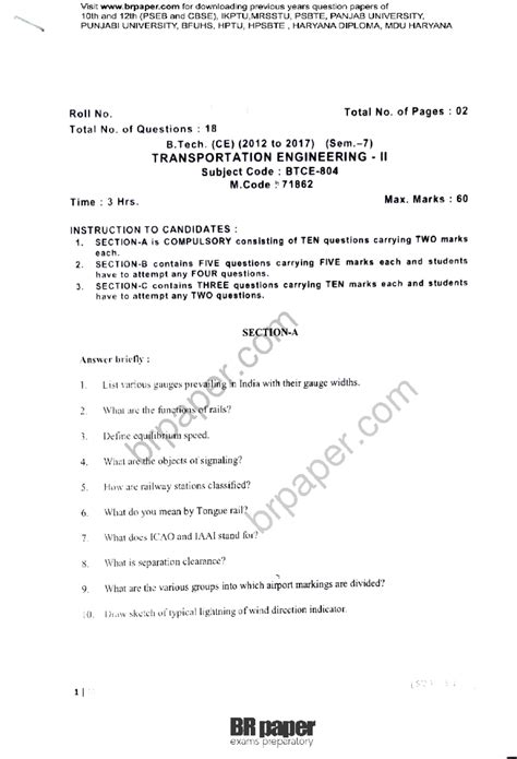 TE2(7th)Dec2020 - Transportation Engineering - brpaper brpaper - Studocu