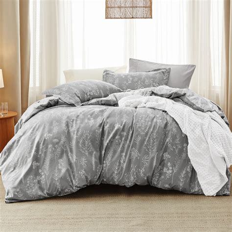 BEDSURE Grey King Comforter Sets - Floral Comforter Set Reversible Gray ...