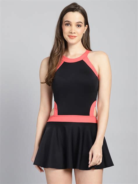 CUKOO Padded Black with Pink Border Swimsuit – cukoo.in