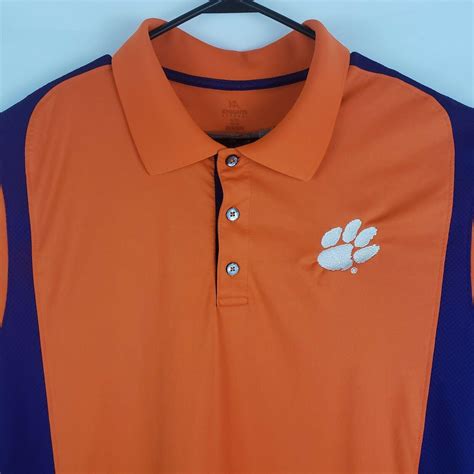 Clemson Tigers Football Mens Polo Shirt XL Orange Purple ProEdge ...