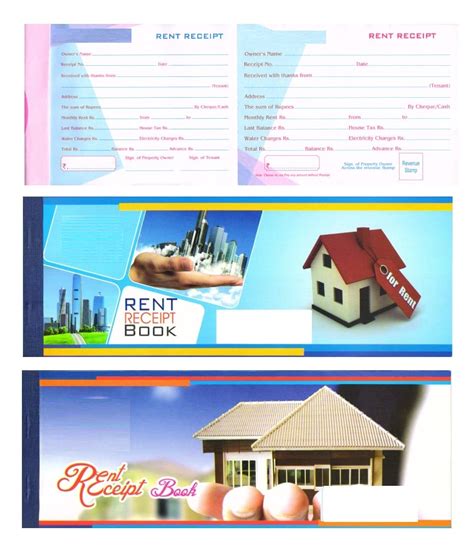 FIRST CLICK Rent Receipt Book, Set of 2 Size : Rent (11x27 cm) No. of ...