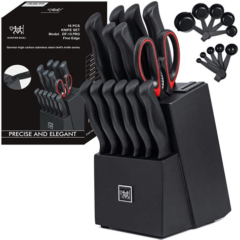 HUNTER Knife Set, Dishwasher Safe Kitchen Knife Set with Block, 24 Pcs ...