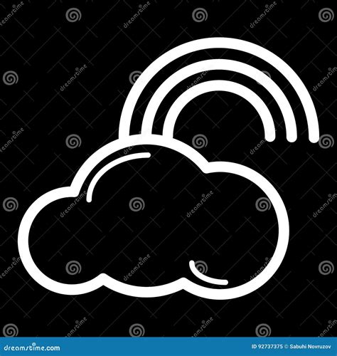 Black and White Rainbow Icon. Vector on Black Background. Stock Vector ...