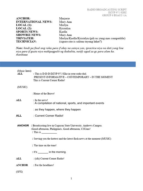 Image result for Broadcasting Script