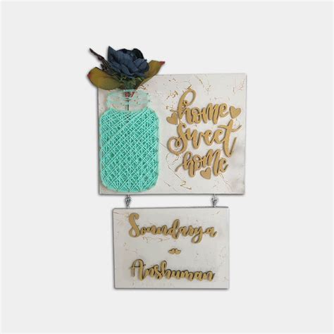 Buy "Home Sweet Home" Mason Jar String Art Personalised Name Plate ...