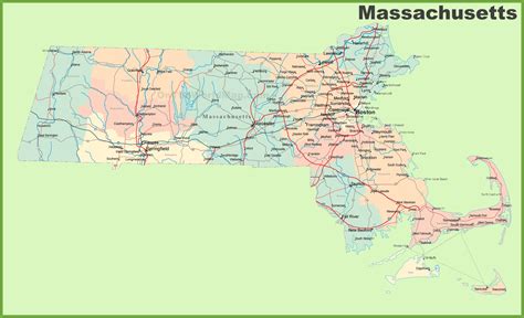 Massachusetts Map With Cities And Towns On It