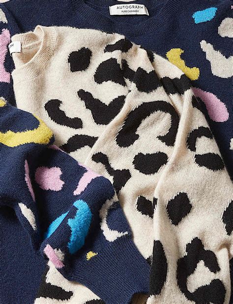 Buy Pure Cashmere Animal Print Crew Neck Jumper at Marks & Spencer