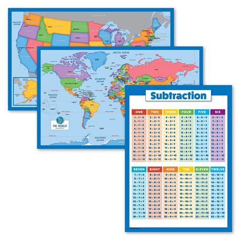 3 Pack World Map And Usa Map For Kids Subtraction | Desertcart INDIA