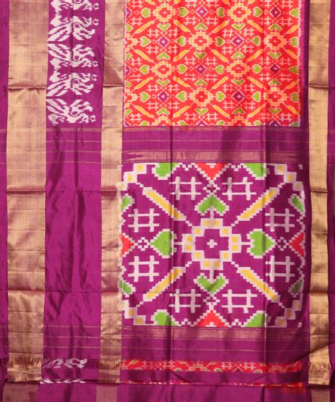 Ferrari color handloom rajkot silk saree – TGSCO Handlooms