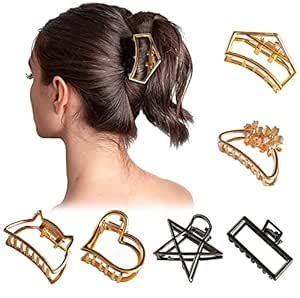 Buy Styling fashion Hair Clips Medium Metal Clutchers Golden Silver ...
