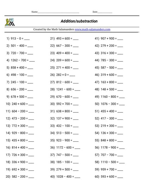 Image result for Math Addition and Subtraction Worksheets PDF