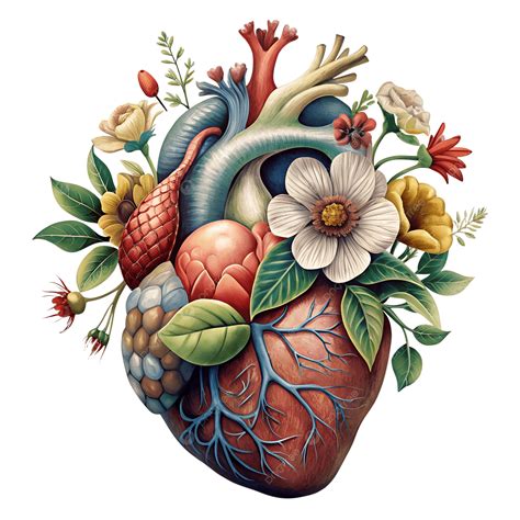 Anatomical Heart Drawing With Flowers 250+ Anatomical Floral Human