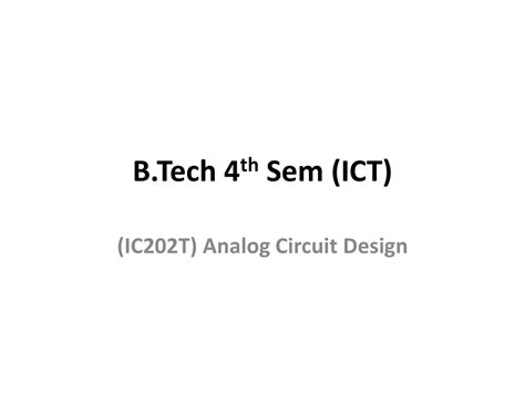 U1 Main - something something - B 4 th Sem (ICT) (IC202T) Analog ...