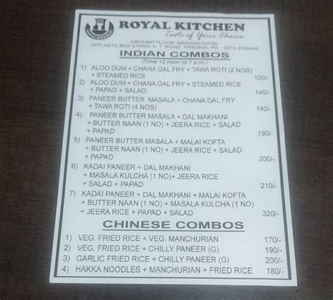Menu at Royal Kitchen, Tinsukia, AT Road