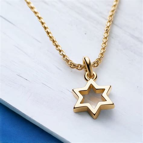 Magen David Pendant Necklace, 14K Gold Star of David Necklace, Jewish ...