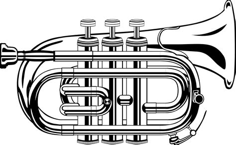 Trumpet Clip Art Clipart - Trumpet Black And White - Png Download ...