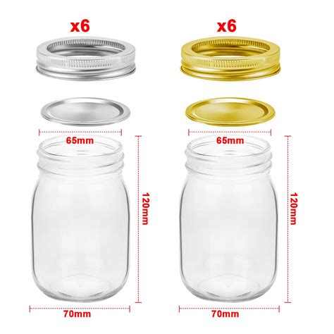 SPANLA Mason Jars, 16 OZ Canning Jars Glass Jars with Regular Lids and ...