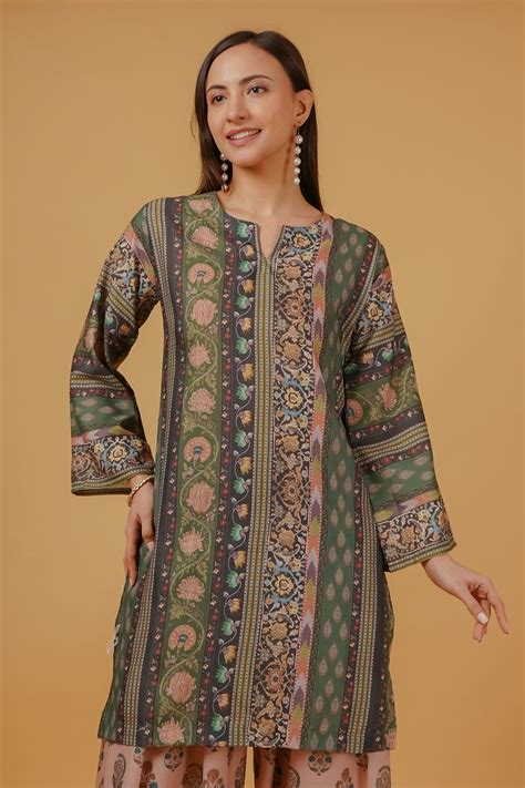 House Of Kari(Chikankari Clothing) - Forest Green Printed Lawn Cotton ...