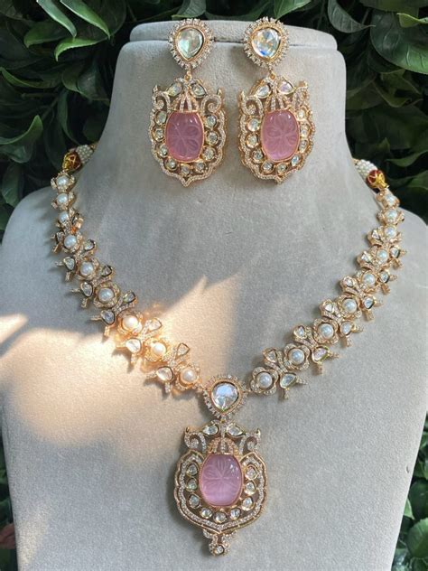 NITYA PINK JEWELLERY SET – HOUSE OF PRANIV