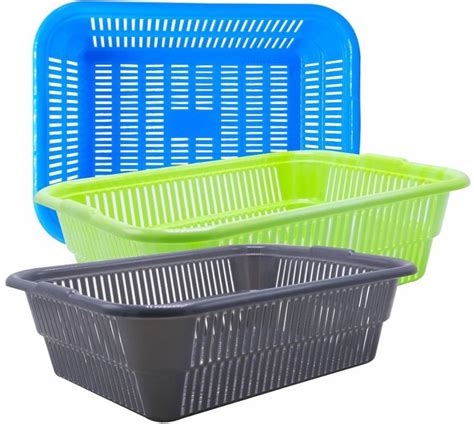 Morvi Plastic Natasha 1822 Bartan Tokra/Utensil Basket, 3 Pc, Blue ...