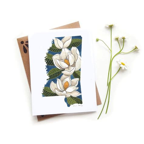 Mississippi State Flower Magnolia Card – Sketchy Notions