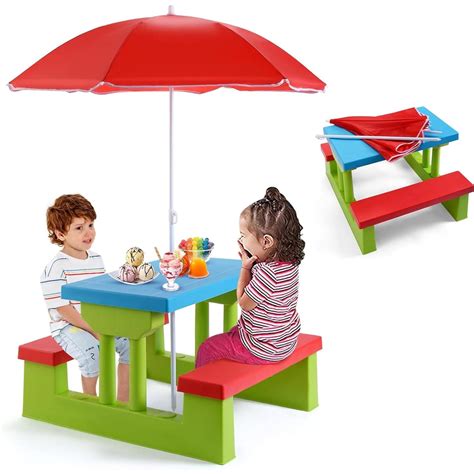 Kids Picnic Table, Toddler Picnic Table with Removable & Foldable ...