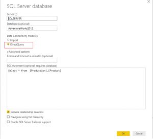 SQL DirectQuery Power BI 的图像结果