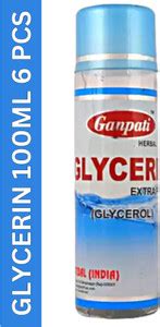 GANPATI HERBAL Extra Pure Glycerin (Glycerol) Pack of 6 (100 ml) Face ...