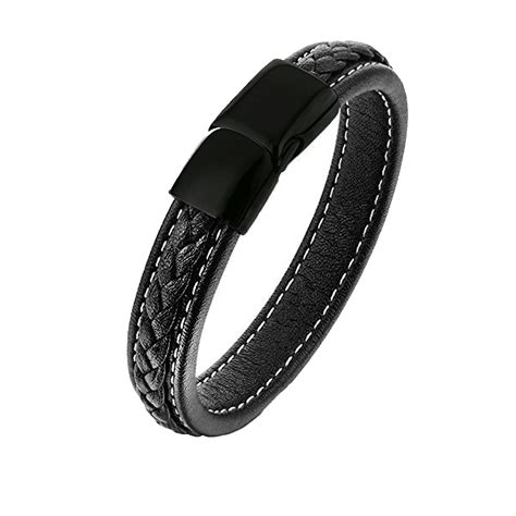 Yellow Chimes Bracelets for Men and Boys Black Leather Bracelet for Men ...