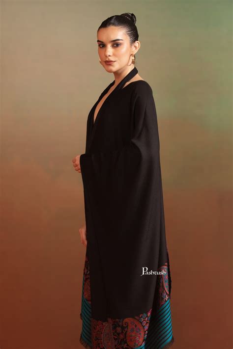 Pashtush Womens Bamboo Stole, Paisley Palla, Woven Design, Black And B ...