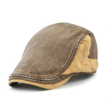 Mens adjustable beret caps outdoor patchwork visor newsboy painter ...