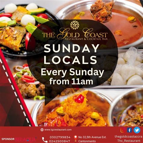 Sunday Locals, The Gold Coast Restaurant & Cocktail Bar, Accra, 28 May ...