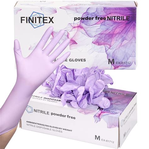 FINITEX Nitrile Disposable Latex Free Gloves Purple - 5mil 100PCS/Box ...