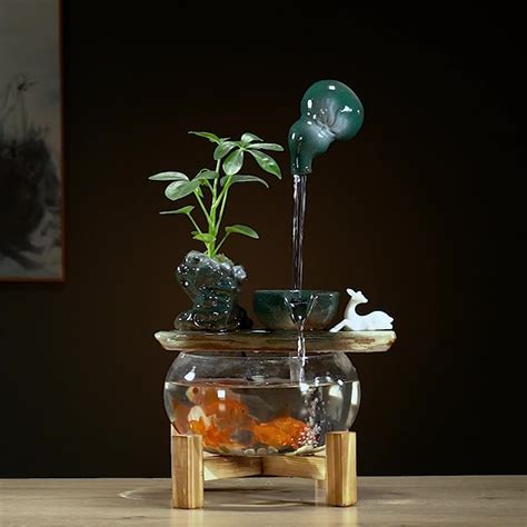 创意悬壶流水摆件循环水生财办公室客厅桌面鱼缸新居开业礼品-阿里巴巴