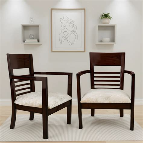 Spring Brown Accent Wooden Arm Chairs (Brown) – DZYN Furnitures