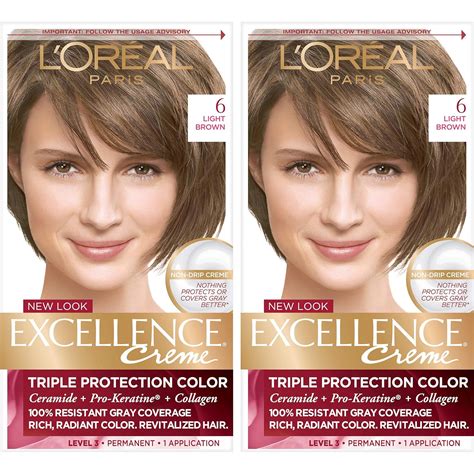 Buy L'Oreal Paris Excellence Creme Permanent Hair Color, 6 Light Brown ...
