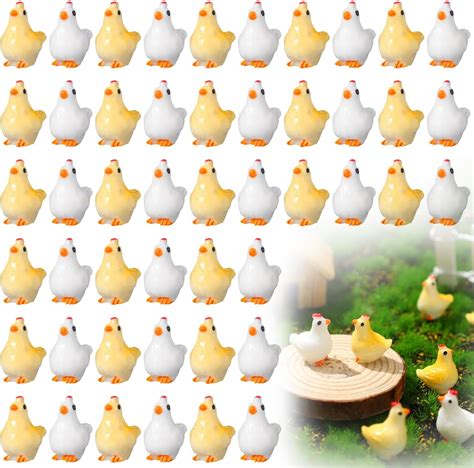 Amazon.com: Suzile 50 Pcs Mini Chicken Figurine Tiny Resin Chickens ...