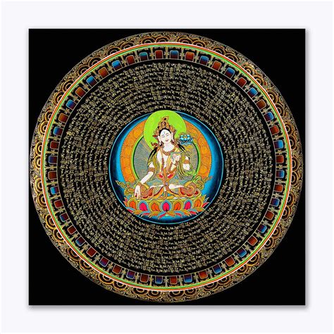 SAF paintings Goddess Tara Thangka Black frame painting for Wall ...