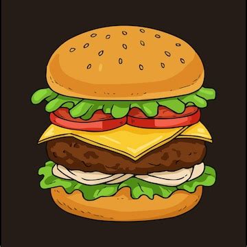 Detailed cartoon hamburger cheeseburger food vector graphic | Premium ...