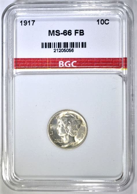 1917 MERCURY DIME, BGC SUPERB GEM BU FB