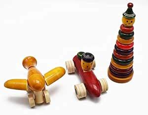 CHANNAPATNA TOYS Wooden Stacking Rings Toys & Push Pull Vehicle Toys ...