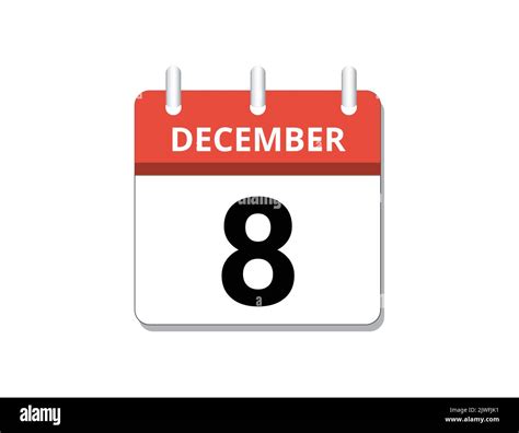 December, 8th calendar icon vector, concept of schedule, business and ...