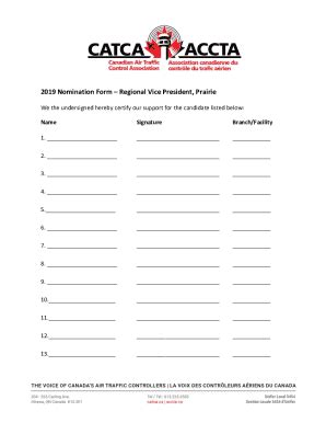 Fillable Online Nomination Form for Regional Vice President, Prairie ...