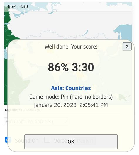 I got 86% accuracy on guessing all the Asian countries WITHOUT borders ...