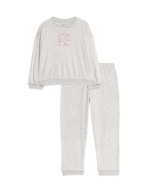 Buy Velour Slogan Pyjamas (12 Mths-8 Yrs) at Marks & Spencer